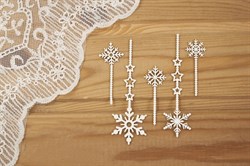 Чипборд для скрапбукинга Снежинки на палочках, арт.NG270 CHB270
