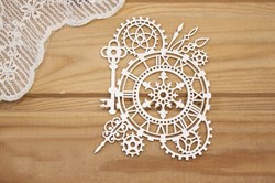 Чипборд для скрапбукинга Орнамент стимпанк с часами и ключом 2, арт.SMP117 CHB117