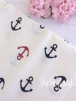 Ткань Якоря на белом, 40*50 см 887