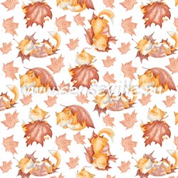 Ткань для рукоделия Лисята на кленовых листьях, арт. 5292 15292