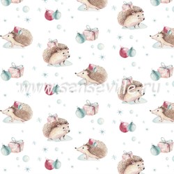 Ткань для рукоделия Ёжики с подарками, арт. 5298 15298