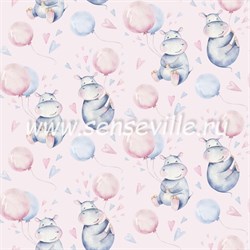 Ткань для рукоделия Бегемотики с сердечками, арт. 5301 15301