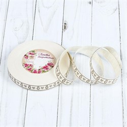 Лента хлопковая декоративная Совы и лисички, бело-коричневая, 3035101 LHBD15s