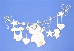 Чипборд Подвеска детская с медведем, ARTCHB002856 ARTCHB002856