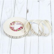 Лента хлопковая декоративная Совы и лисички, бело-коричневая, 3035101 LHBD15s